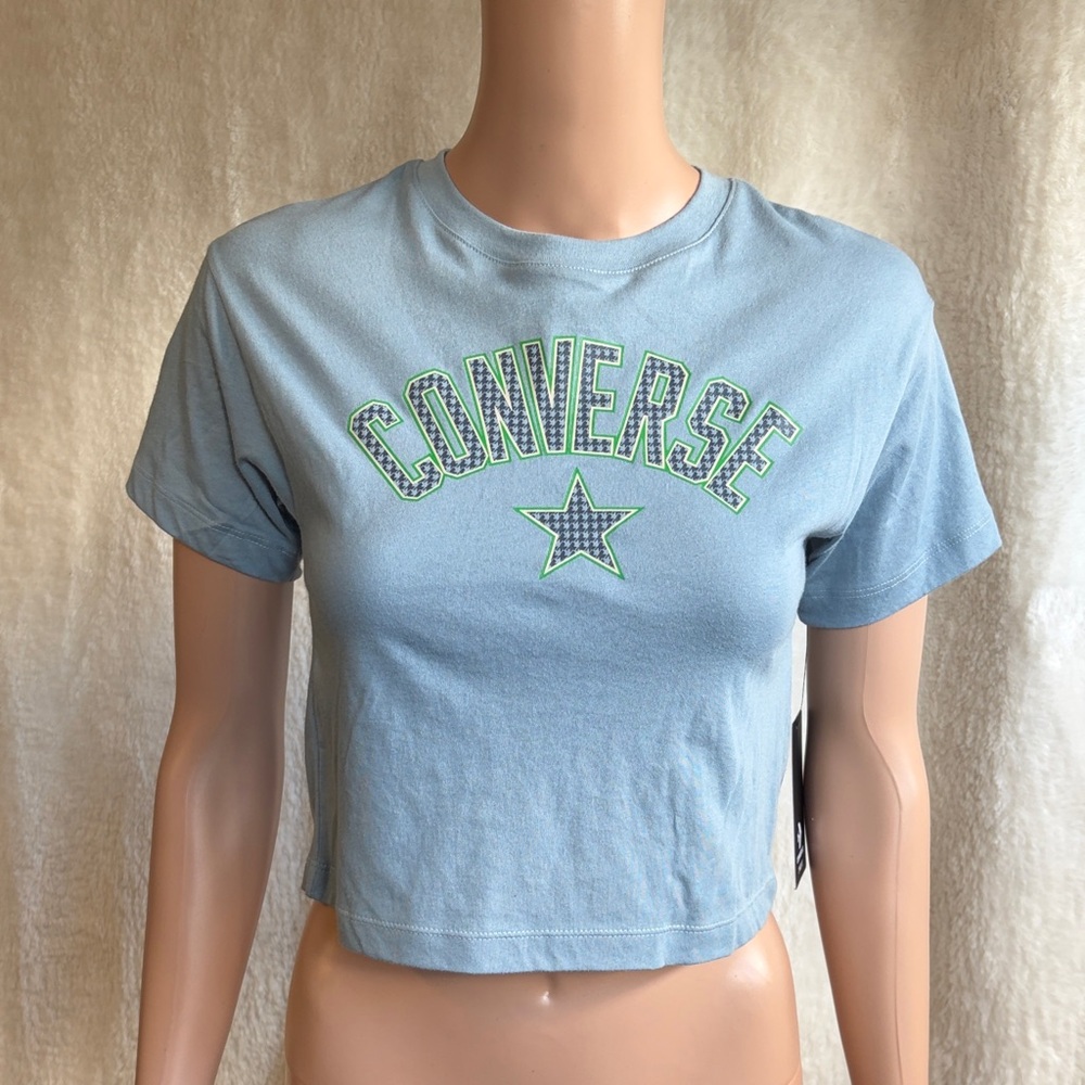NWT CONVERSE Women's Blue Crop Top Sz S NWT